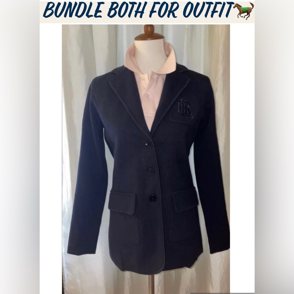⭐️Sold⭐️New LaurenRalphLauren Cotton Combed Knit Embroidered Logo Blazer Navy M - Picture 9 of 12